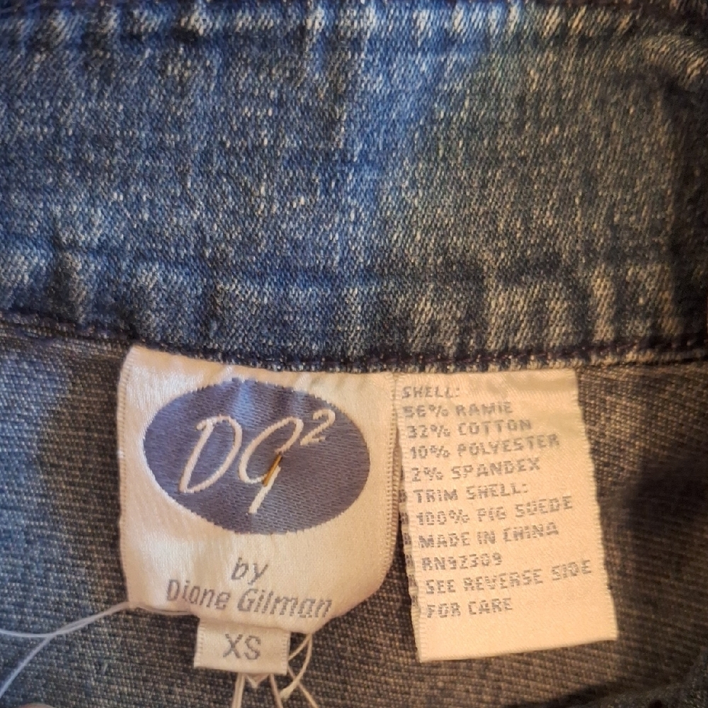 DG2 by Diane Gilman Blue and Brown Denim Jacket. Excellent Condion NWT Size XS - Picture 11 of 13